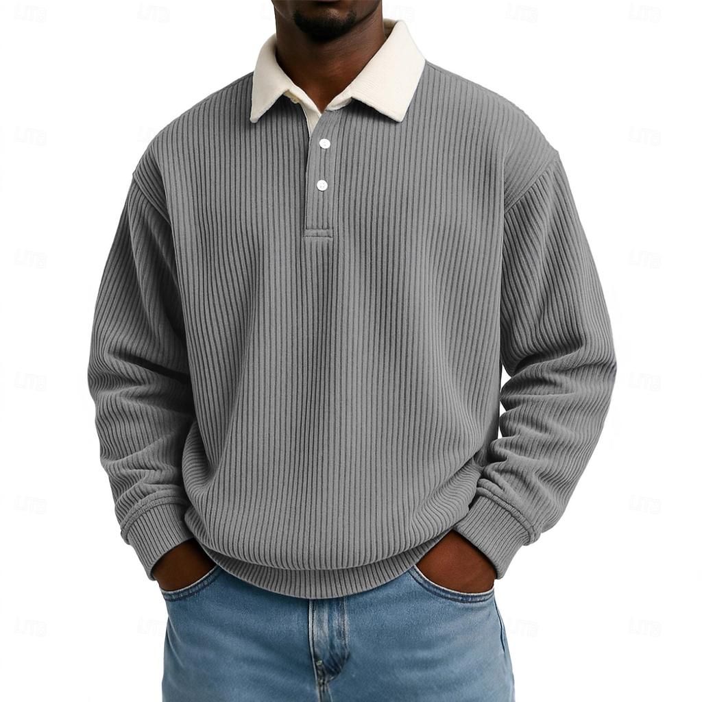 Men's Casual Loose-fitting Top Button-down Collar Long Sleeves