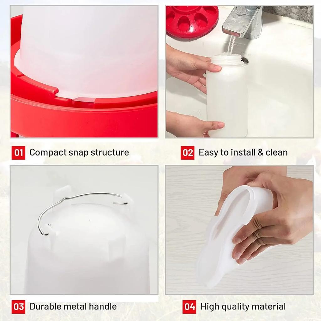 Chicken Feeder and Waterer Combo Kit Adjustable Leg Base Poultry Water Feeding Bucket Dispenser For Chick Duck Bidrs Farm Supply