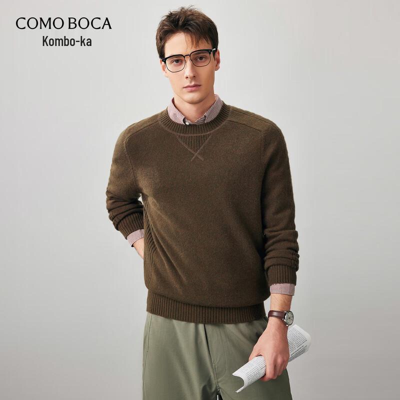 

Kemeng Boka Men s 100% Cashmere Round Neck Saddle Shoulder Sweater XL