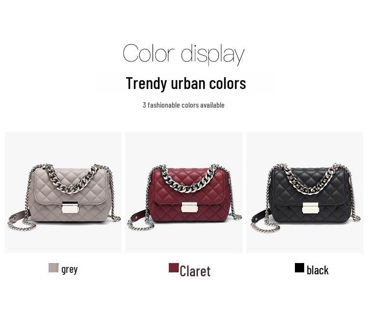 Korean Soft Leather Diamond Chain Crossbody Bag - Women's Trendy, All-Match, Small Square Design with Lock