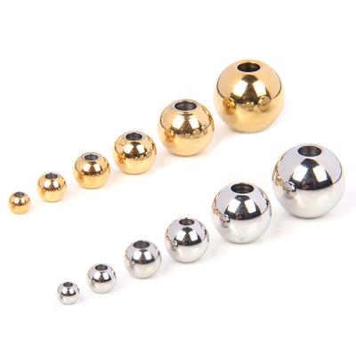 15-100Pcs/Lot 2-10mm Stainless Steel PVD Plated Gold Loose Spacer Beads Ball for Making Bracelets Jewelry Accessories Finding