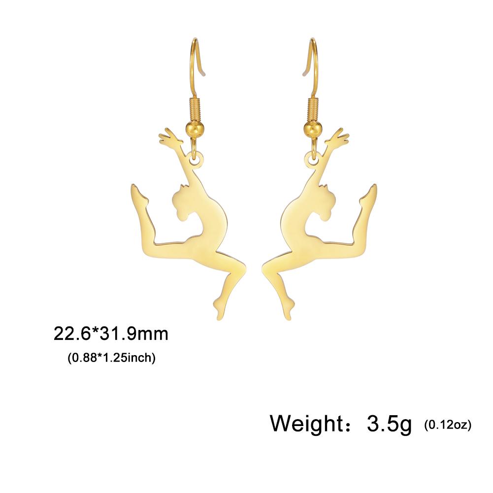 Cazador Stainless Steel Gymnast Yoga Drop Earrings Gold Color Jewelry Earrings for Women 2026 Trending Birthday Mother Day Gift