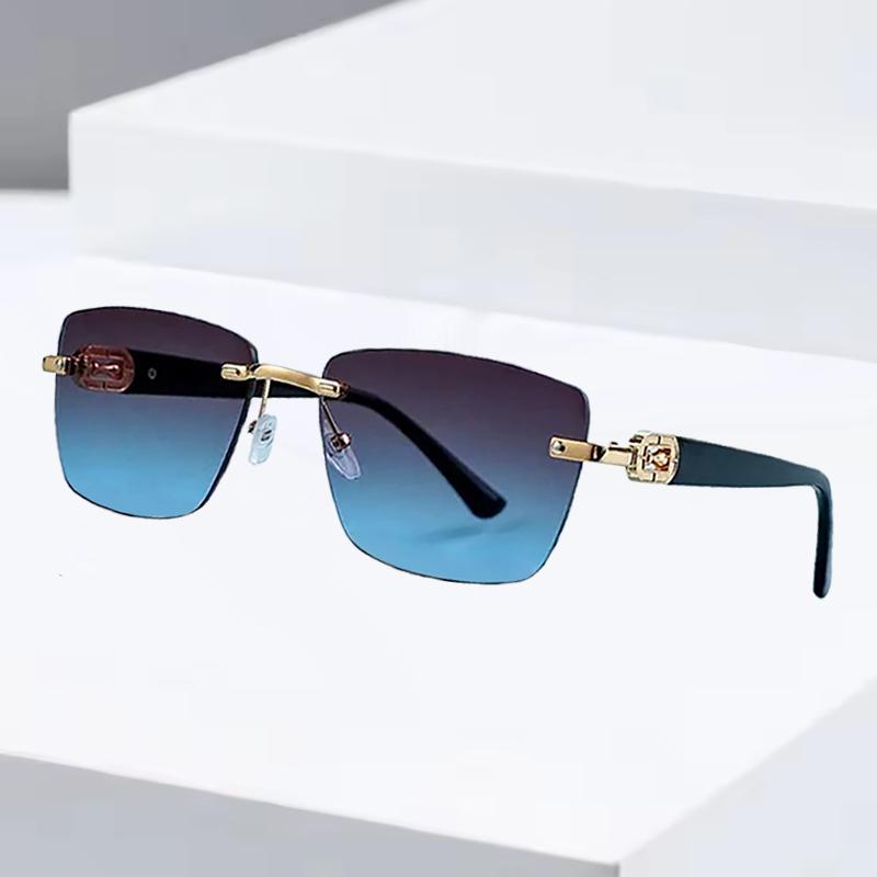 Trendy Bezrámečkové Obdélníkové Sluneční Brýle Dámské Pánské Broušené Hrany Malý Rám Sluneční Brýle pro Každodenní Život