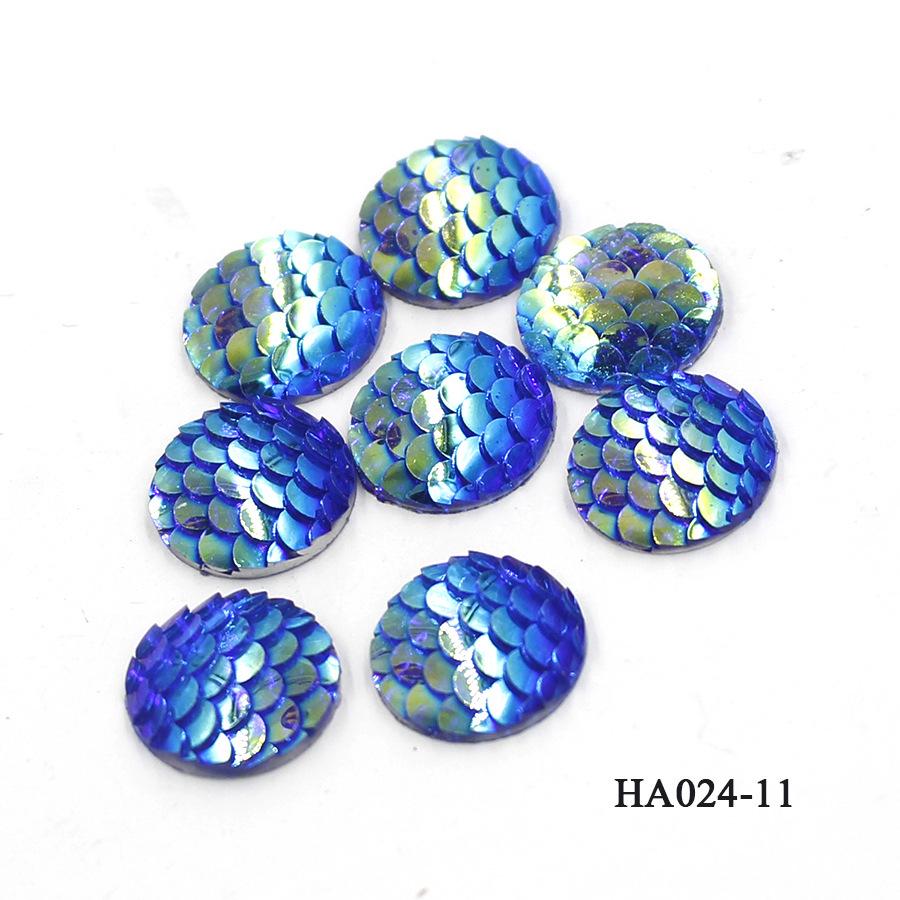 16MM DIY Jewelry Flat Resin Rhinestones: Round Fish Scale AB Color Patches