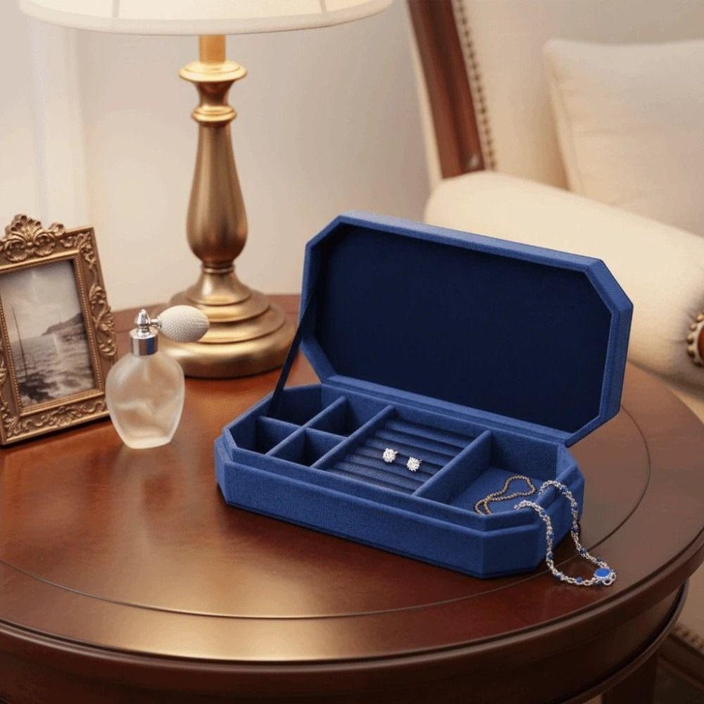 Rings Necklace Velvet Jewelry Holder Large Capacity Jewelry Storage Case Square Jewelry Box Gift