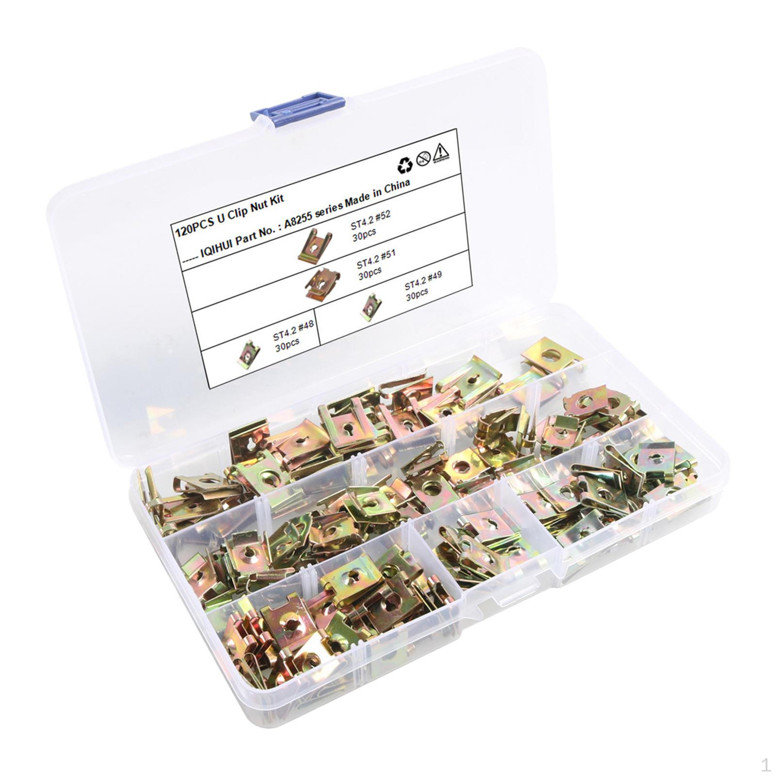 

120 Pieces U Shape Clip Auto Fasteners Wear Resistant Professional Automotive Nuts Car