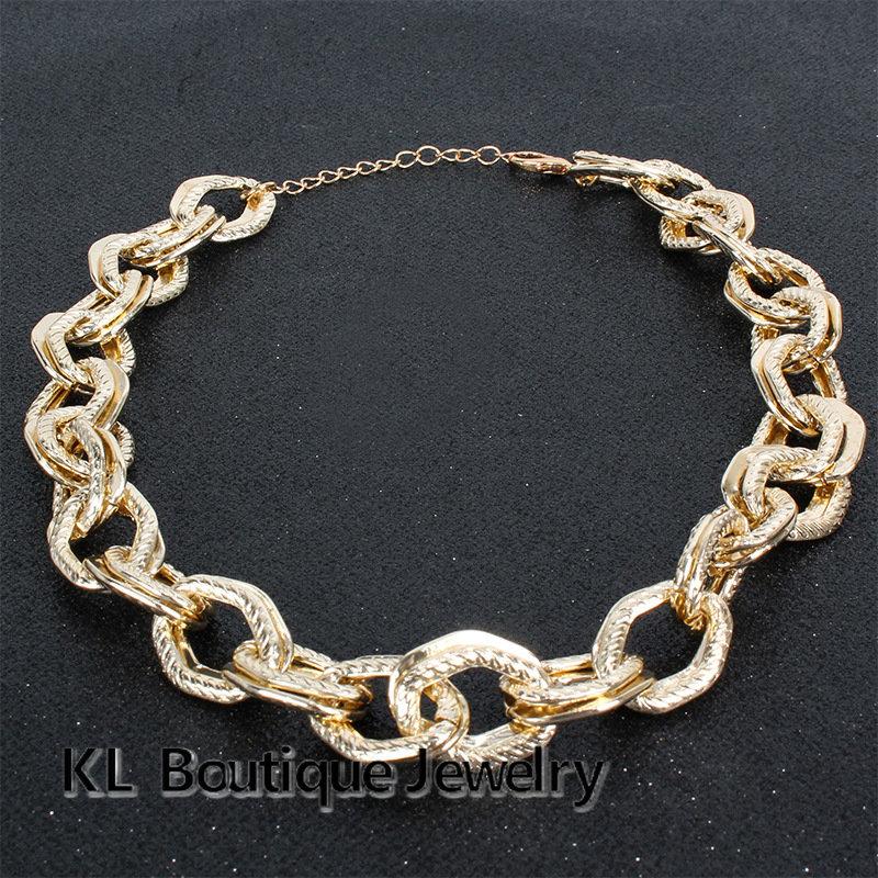 Fashion Exaggerated Punk Style Ladies Geometric Stitching Thick Chain Necklace