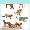 Leopard Model Figurine Lifelike Plastic Toy Desktop Decor 5-12.5cm Long 4-9.5cm High