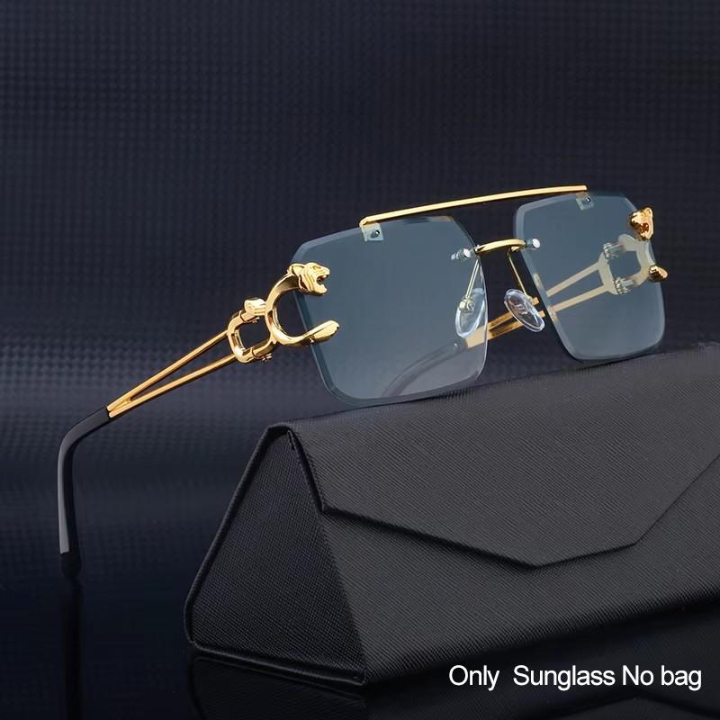 Ochelari de soare la modă, durabili, de înaltă calitate, cu ramă tip leopard, fără ramă, punți duble, lentile degradate Ocean, protecție UV 400