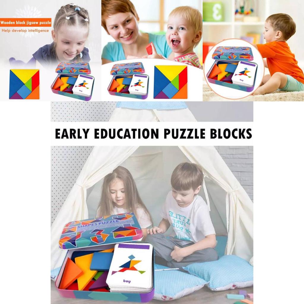 Langlebiges magnetisches Holz-Tangram-Puzzle für Kinder, Lernspielzeug für Kindergarten und Grundschule