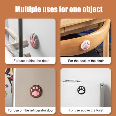 1/4 Stück 3D Katzenpfote Wandpuffer Selbstklebender Türstopper Wandschutz Türgriff Wandschutz Schild Antikollisions-Schalldämpfer Pad Puffer Aufkleber