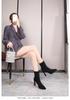 Black Red Sole Suede Platform Ankle Boots: Versatile Elastic Slim Fit, Waterproof, Women's High Heels for Autumn/Winter.