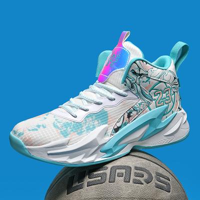 Boys' Shoes Medium and Large Children's High-top Basketball Shoes Combat Boots Boys and Girls Junior High School Students Cement Ground Actual Combat