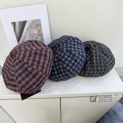 Plaid Beret Women's Spring New Versatile Atmosphere Shows the Face Small Painter Hat