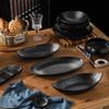 Japanese Style Underglaze Ceramic 3-Compartment Plate