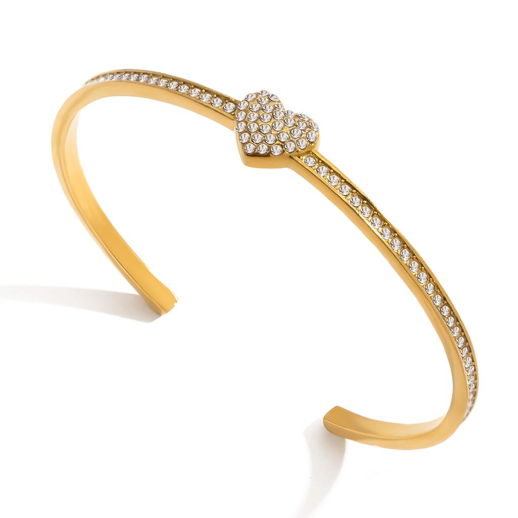 Yori Stylish Heart-shaped Valentine's Day Open Bracelet Bangle for Women Rust Proof Personalized Charm Wrist Jewellery Gift