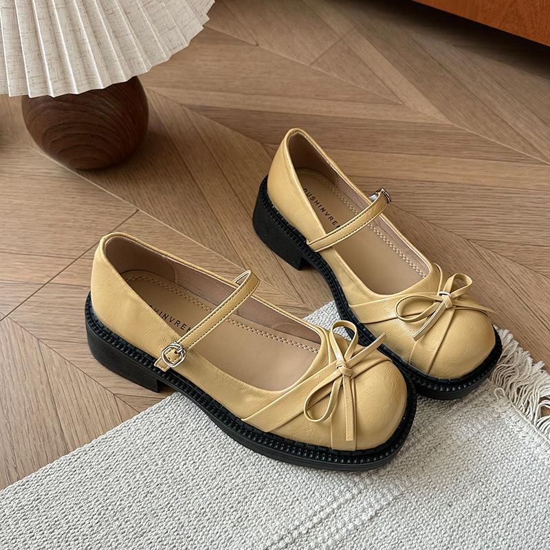 

French silver light mouth bow Mary Jane single shoes women s 2025 spring and summer new platform with skirt jk small leather shoes 35 жёлтый