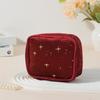 NEW Sparkling Star Velvet Makeup Bag, Large Capacity Multi-Use Pouch with Golden Zipper for Makeup Coins, 4 Colors