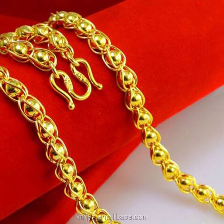 Gold Dubai Brass Fine Jewelry Men's Faucet Gold Plated Vacuum Plating Bead Necklace