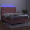 Sommier tapissier - Maison Exclusive - 140x200 cm - Velours rose - Matelas à ressorts ensachés - LED inclus