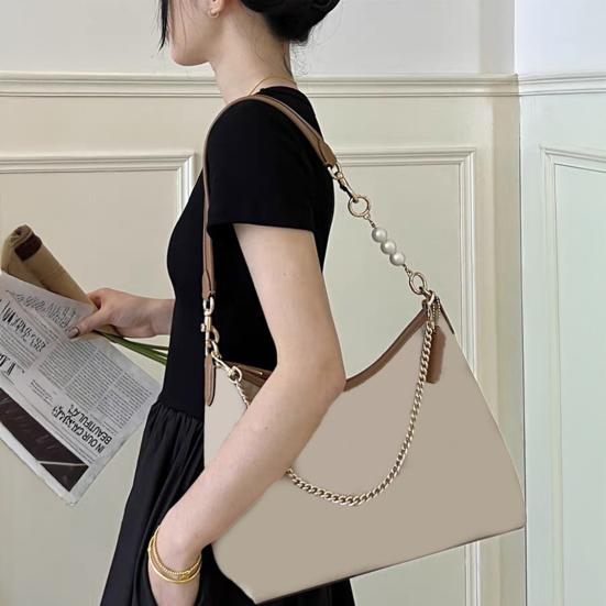 Handbag Chain Strap Metal Shoulder Crossbody Replacement Strap Chain with Buckles Bag Chain Strap with Faux Pearl Extension Chain for Ladies Purse