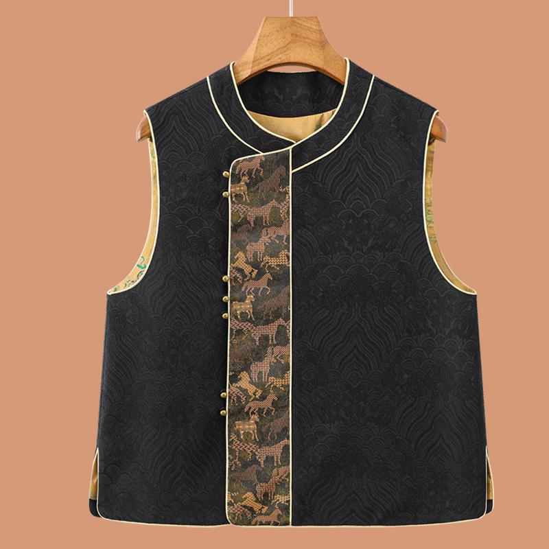 

Elegant Black Jacquard Vest for Women - Spring & Autumn Style 2XL (approx. 70-77.5 kg)