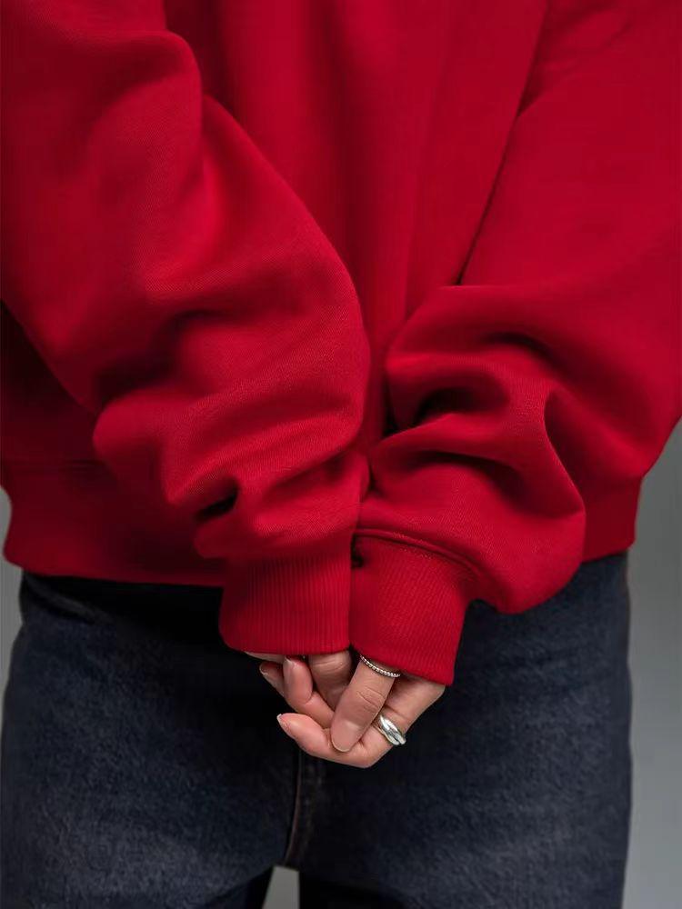 Women's Versatile Loose Plus Velvet Letter Print Sweatshirt - 2024 Autumn/Winter Lazy Style, Thickened, Round Neck