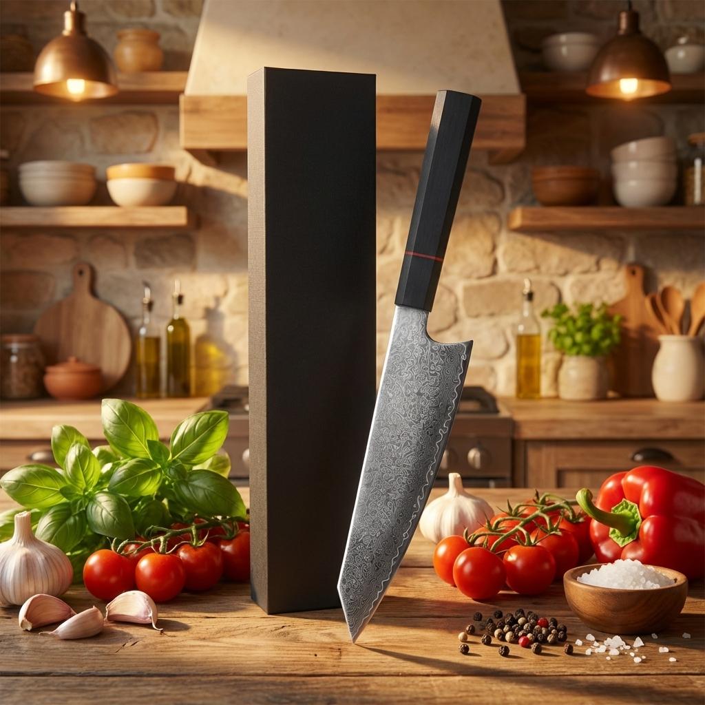 Damascus steel knife, professional Japanese knife with ergonomic handle, high-hardness kitchen knife suitable for home and resta