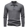 Men's Long Sleeve Polo Shirt Casual Textured Top for Men Spring Autumn Fashion Multi-Color Button-Down Collar Male Blouse
