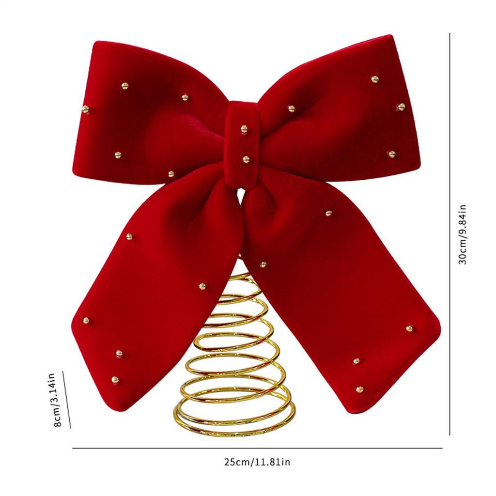 Red Bow Christmas Tree Toppers Star Burgundy Velvet Bow Christmas Tree Decoration For Home Festival Party New Year