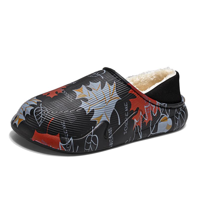 Men's bag heel stepping on shit cotton slippers winter casual home slippers velvet warm platform cotton shoes large size