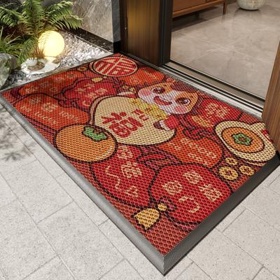 Red Entry Door Floor Mat Household Entry Carpet Outdoor Villa Door Mat Stain-Resistant Pvc Leave-In Foot Mat