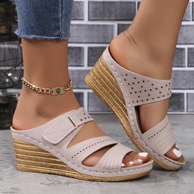 Scarpe da Donna alla Moda 2024 Pantofole da Donna di Alta Qualità Taglie Forti Pantofole Casual Moda con Punta Aperta Donna Vendita Calda Pantofole Zeppa Monocolore