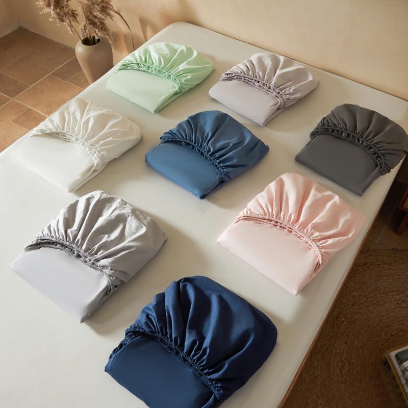 2026 Waterproof High-Rise Cotton Fitted Sheet Set - Plain Color, Summer-Ready, 3-Piece