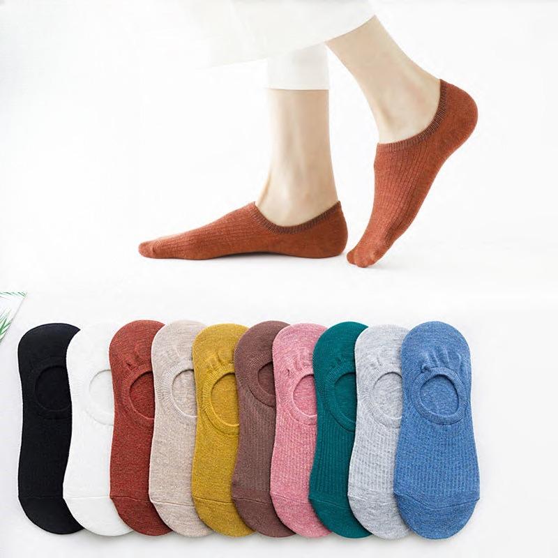 Female Spring and Summer Thin New Color Cotton Silicone Non Slip Shallow Mouth Do Not Fall with Invisible Socks