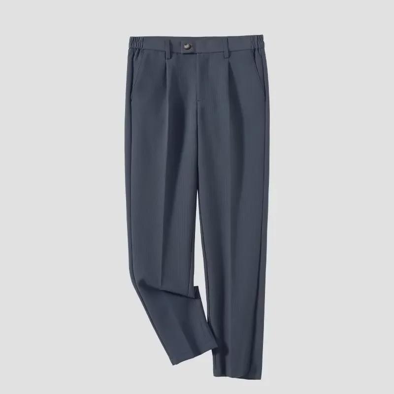 

Мужской легкий приталенный однобортный деловой пиджак в зрелом стиле, повседневный пиджак в корейском стиле Gray-Blue Trousers (Single Piece)