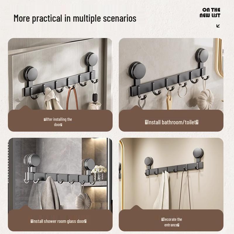 Strong Load-Bearing Suction Cup Hooks for Bathroom Wall or Door – No-Drill Clothes and Towel Rack