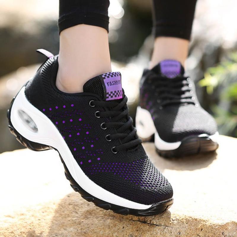 Breathable Mesh Women's Dancing Shoes Fashion Platform Shoes Air-cushion Knitted Casual Sports Shoes Running Trainers