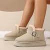 Large Size Thick-soled Snow Boots for Women's Winter New Velvet Belt Buckle Short Tube Casual Warm Cotton Boots for Women