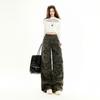 Early Spring High Street Camo Relaxed Slim Floor Cargo Wide Leg Denim Pants For Women Casual Pants Oversize Denim Trousers