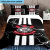 3pcs Sport Club Football Crest Printed Bedding Set Duvet Cover Closure Includes 1 Duvet Cover & 2 Pillowcases Bedding Sets Home Decor Gifts
