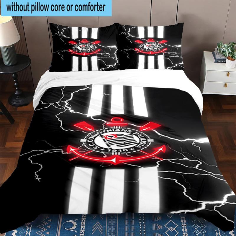 3pcs Sport Club Football Crest Printed Bedding Set Duvet Cover Closure Includes 1 Duvet Cover & 2 Pillowcases Bedding Sets Home Decor Gifts