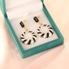 Retro Zebra Rhinestone Geometric Stud Earrings – Black & White Fashion
