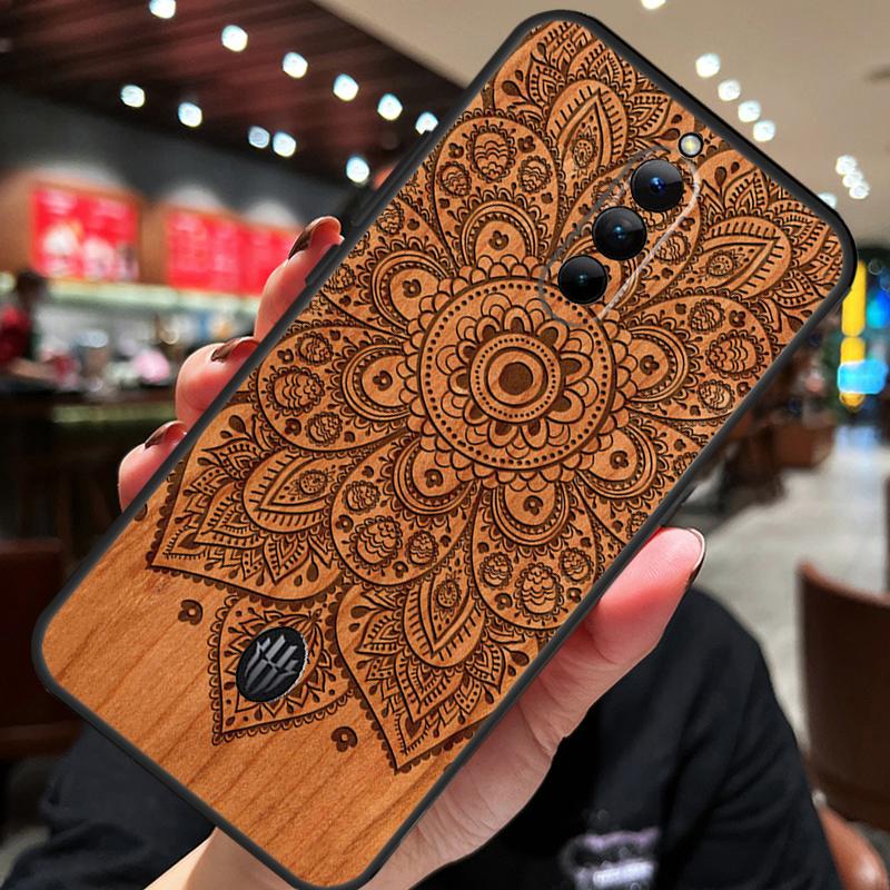 Mandala Floral Wood Case For ZTE Nubia Red Magic 8S 9S 10S 8 9 10 Pro Plus 6S 7S 6 7 Pro 5G 6R 11 Pro Plus Cover