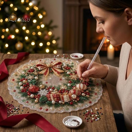 Weihnachts-Kunst-Sonnenfänger-Bausatz mit Kunstperlen, DIY-Set, Hängender Schmuck, Weihnachtsmann, Festliche Freizeitaktivitäten, Weihnachtsbaum-Basteln für Erwachsene,