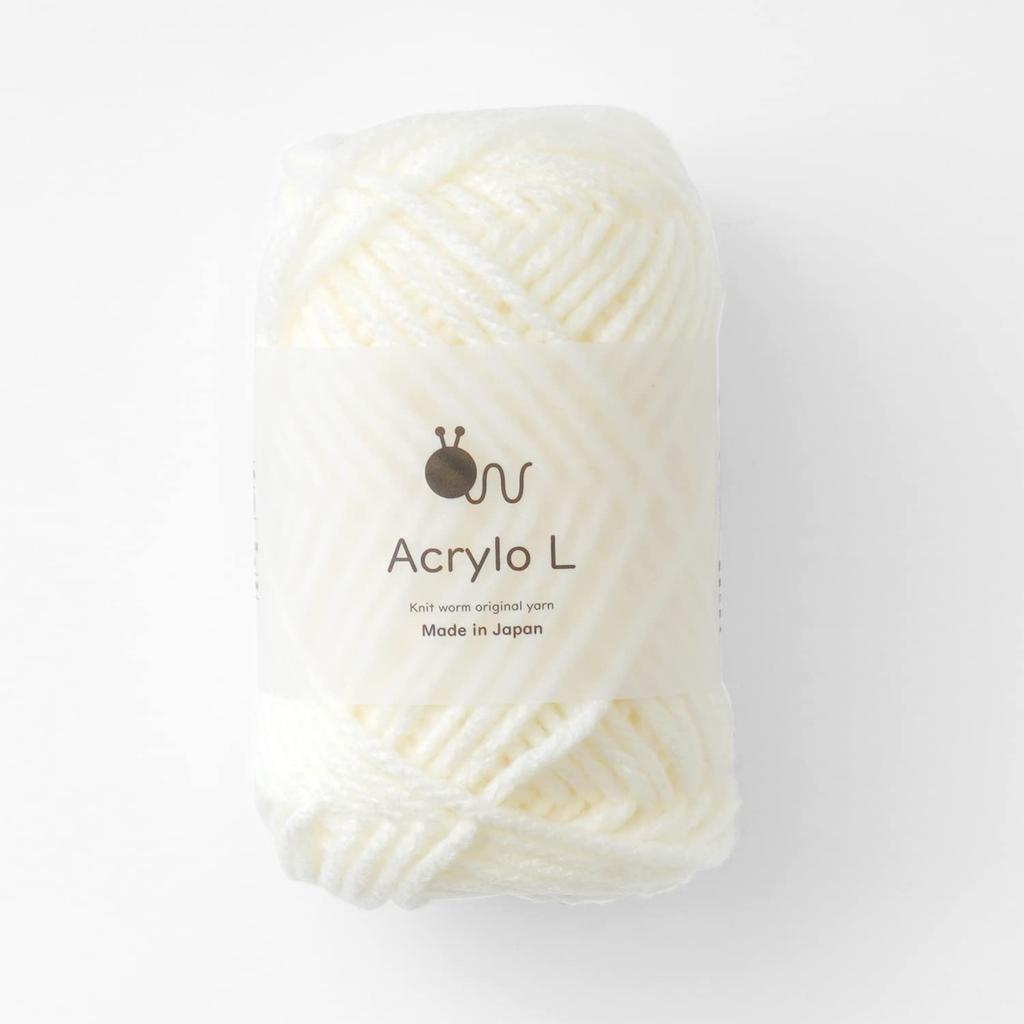 Raw Wool Acrylo Extra 50g Made In Set of 5 Yarn, L, Thick, (approx. 55m), Japan, (1. White)