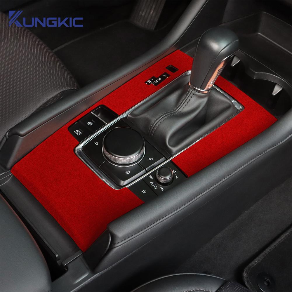 Autocollant Garniture Supérieure en Daim LHD RHD Pour Mazda 3 Axela 2019 2020 2021 2022 2023 2024 2025 Console Centrale Voiture Panneau Levier de Vitesse hrlpv04