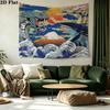 Japanese Style Art Wall Tapestry Aesthetic Wall Hanging Printed Fabric Blanket Decorative Tapestries for Bedroom Living Room Home Decor