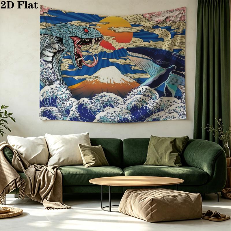 Japanese Style Art Wall Tapestry Aesthetic Wall Hanging Printed Fabric Blanket Decorative Tapestries for Bedroom Living Room Home Decor