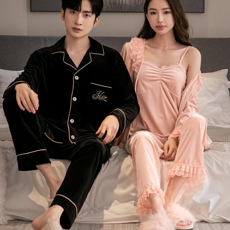 2025 Gold Velvet Autumn Pajamas: Comfortable Casual Two-Piece Homewear Set